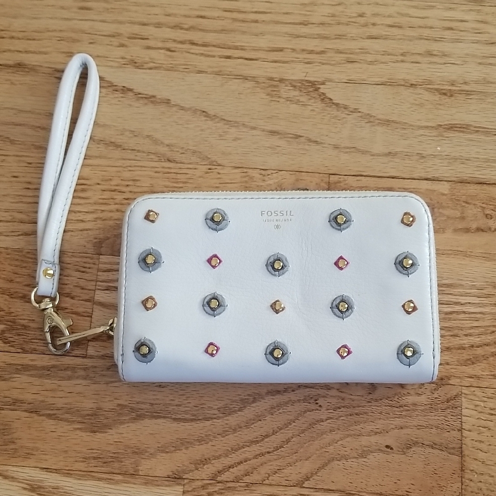 Fossil Wristlet Wallet Contemporary Modern Travel Metallic Colorful Cottagecore